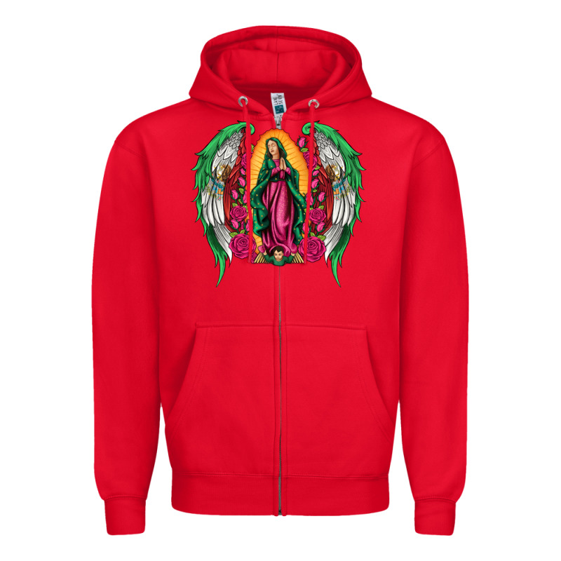Mexican Flag Wings Our Lady Of Guadalupe Zipper Hoodie by Artiststas | Teevron