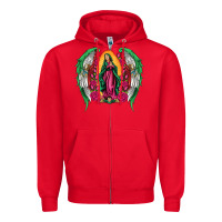 Red mexican flag wings our lady of guadalupe Zipper Hoodie - Artiststas