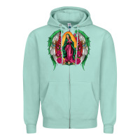 Seafoam mexican flag wings our lady of guadalupe Zipper Hoodie - Artiststas
