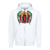 White mexican flag wings our lady of guadalupe Zipper Hoodie - Artiststas