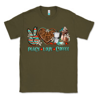Army Green peace love coffee Classic Tee - AdoDesignShop