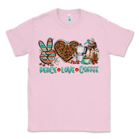 Bubblegum Pink peace love coffee Classic Tee - AdoDesignShop
