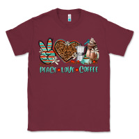 Burgundy peace love coffee Classic Tee - AdoDesignShop
