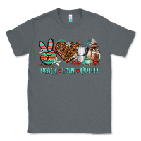 Charcoal Heather peace love coffee Classic Tee - AdoDesignShop