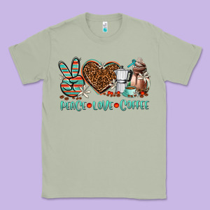 Peace Love Coffee Classic Tee Designed By Adodesignshop