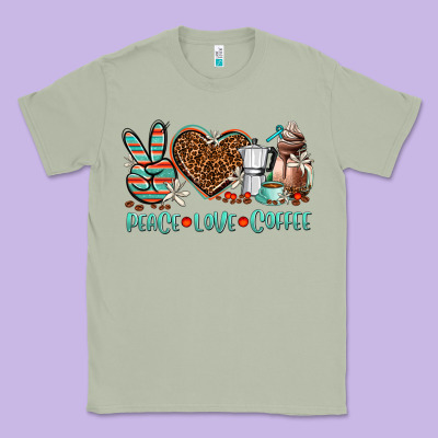 Peace Love Coffee Classic Tee Designed By Adodesignshop
