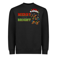 Black merry and bright dachshund Heavyweight Sweatshirt - RanaPortraitStore