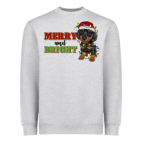 Heather Grey merry and bright dachshund Heavyweight Sweatshirt - RanaPortraitStore