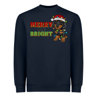 Navy merry and bright dachshund Heavyweight Sweatshirt - RanaPortraitStore