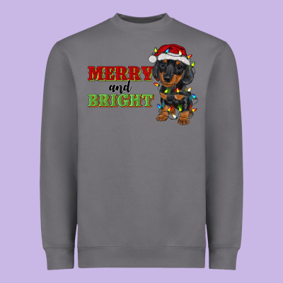 Merry And Bright Dachshund Heavyweight Sweatshirt Designed By Ranaportraitstore