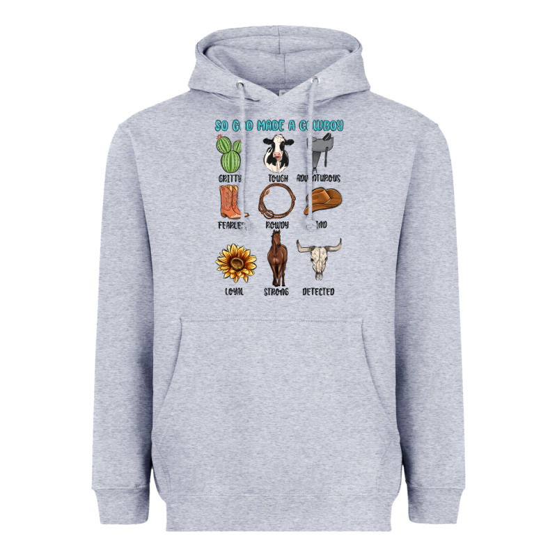 So God Made A Cowboy Heavyweight Hoodie by MaliasSmallBusiness | Teevron