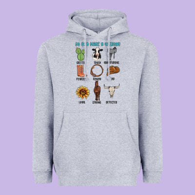 So God Made A Cowboy Heavyweight Hoodie Designed By Maliassmallbusiness