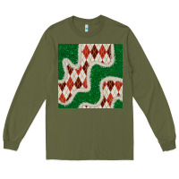 Army Green christmas diamond plaid and green glitter seamless pattern Long Sleeve Tee - BundleAndBundleShop