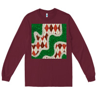 Burgundy christmas diamond plaid and green glitter seamless pattern Long Sleeve Tee - BundleAndBundleShop