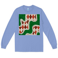 Colony Blue christmas diamond plaid and green glitter seamless pattern Long Sleeve Tee - BundleAndBundleShop