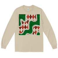 Mushroom christmas diamond plaid and green glitter seamless pattern Long Sleeve Tee - BundleAndBundleShop