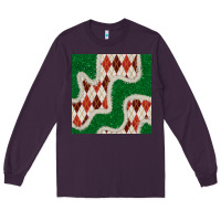 Plum christmas diamond plaid and green glitter seamless pattern Long Sleeve Tee - BundleAndBundleShop
