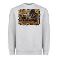 Heather Grey life is better with a dachshund Heavyweight Sweatshirt - RanaPortraitStore