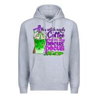 Heather Grey this witch needs coffee before any hocus pocus Premium Hoodie - BundleAndBundleShop