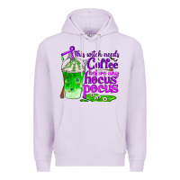 Lilac this witch needs coffee before any hocus pocus Premium Hoodie - BundleAndBundleShop