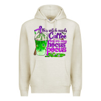 Oatmeal Heather this witch needs coffee before any hocus pocus Premium Hoodie - BundleAndBundleShop
