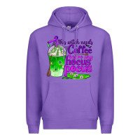 Purple this witch needs coffee before any hocus pocus Premium Hoodie - BundleAndBundleShop