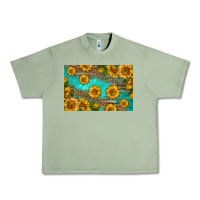 Oil Green western sunflowers skinny metal can holder Urban Heavy Tee - HRA Design Shop