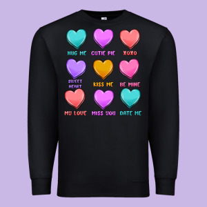 Valentine's Day Candy Hearts Premium Sweatshirt Designed By Maliassmallbusiness