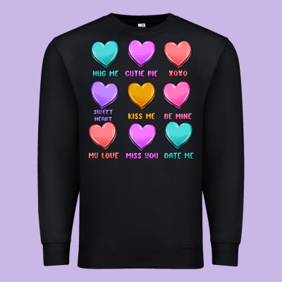 Valentine's Day Candy Hearts Premium Sweatshirt Designed By Maliassmallbusiness