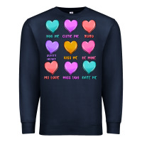 Navy valentine's day candy hearts Premium Sweatshirt - MaliasSmallBusiness