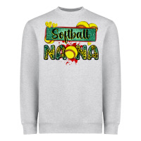 Heather Grey softball nana with leopard Heavyweight Sweatshirt - Zillion Design Studio