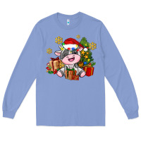 Colony Blue little cute christmas cow Long Sleeve Tee - AdoDesignShop