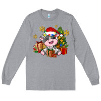 Heather Grey little cute christmas cow Long Sleeve Tee - AdoDesignShop