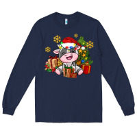 Navy little cute christmas cow Long Sleeve Tee - AdoDesignShop