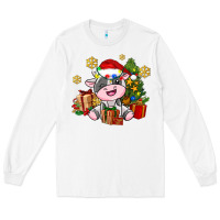 White little cute christmas cow Long Sleeve Tee - AdoDesignShop