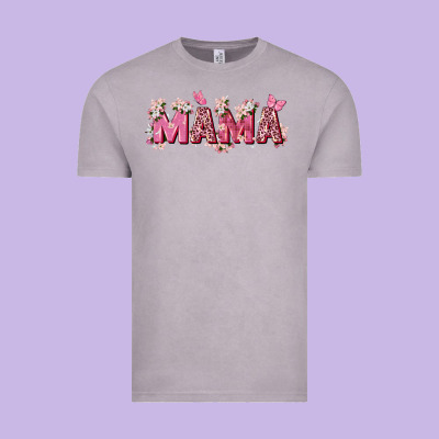 Pink Flowers Mama Vintage Tee Designed By Zillion Design Studio