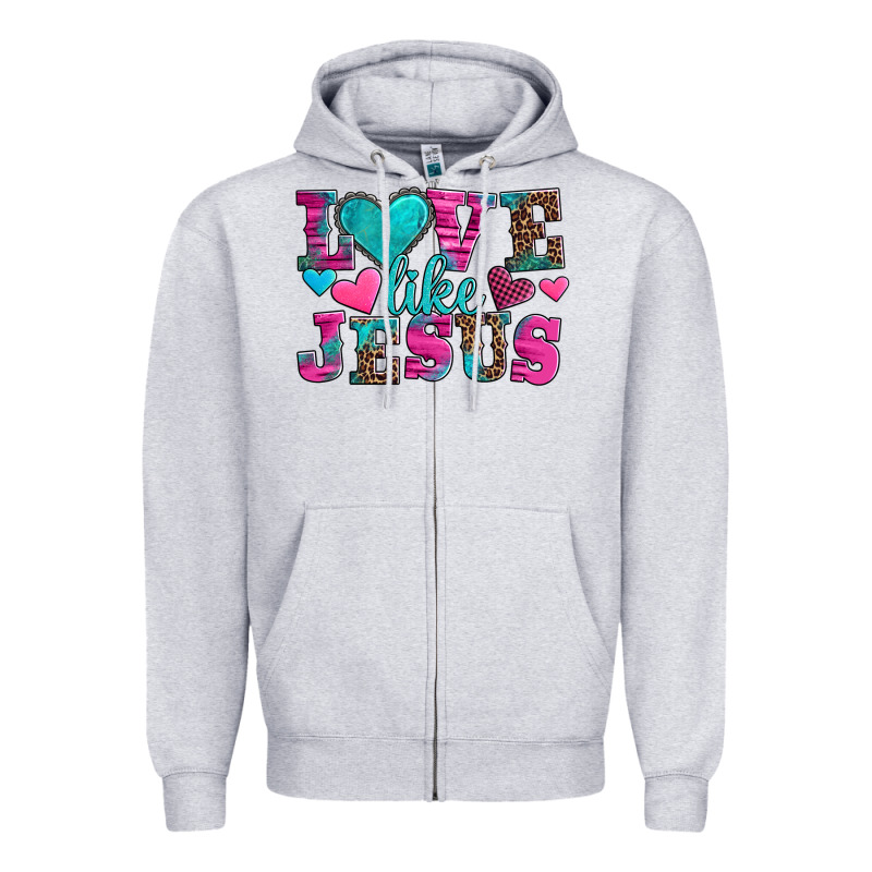 Love Like Jesus Valentine's Day Zipper Hoodie by AdoDesignShop | Teevron