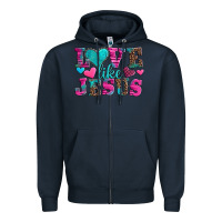Navy love like jesus valentine's day Zipper Hoodie - AdoDesignShop