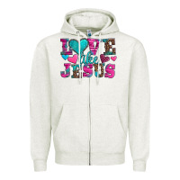 Oatmeal Heather love like jesus valentine's day Zipper Hoodie - AdoDesignShop