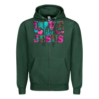 Sports Green love like jesus valentine's day Zipper Hoodie - AdoDesignShop