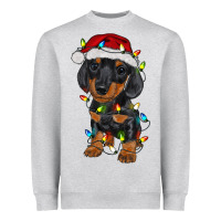 Heather Grey dachshund puppy christmas lights Heavyweight Sweatshirt - RanaPortraitStore