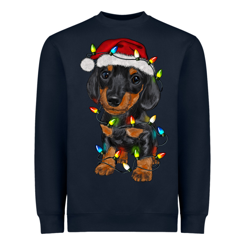 Dachshund Puppy Christmas Lights Heavyweight Sweatshirt by RanaPortraitStore | Teevron