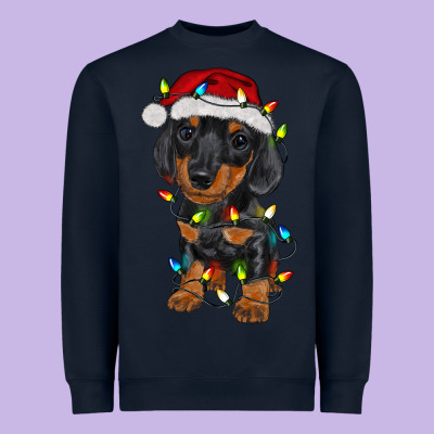 Dachshund Puppy Christmas Lights Heavyweight Sweatshirt Designed By Ranaportraitstore