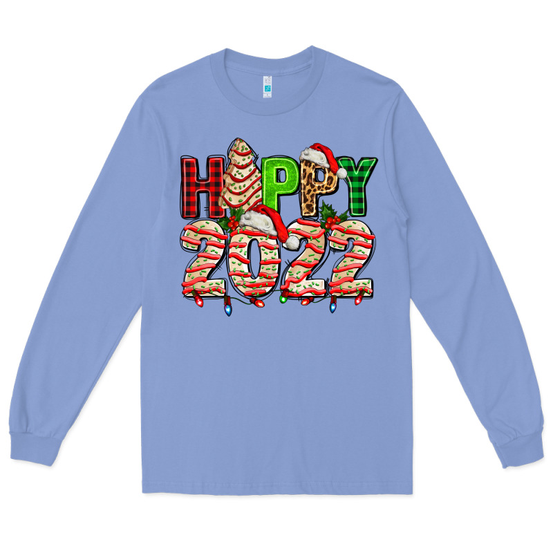 Happy 2022 With Christmas Tree Cake Long Sleeve Tee by AdoDesignShop | Teevron