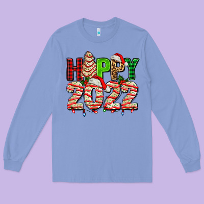 Happy 2022 With Christmas Tree Cake Long Sleeve Tee Designed By Adodesignshop