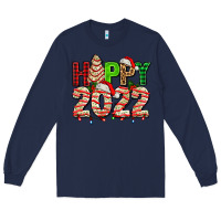 Navy happy 2022 with christmas tree cake Long Sleeve Tee - AdoDesignShop