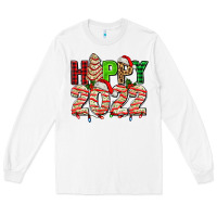 White happy 2022 with christmas tree cake Long Sleeve Tee - AdoDesignShop