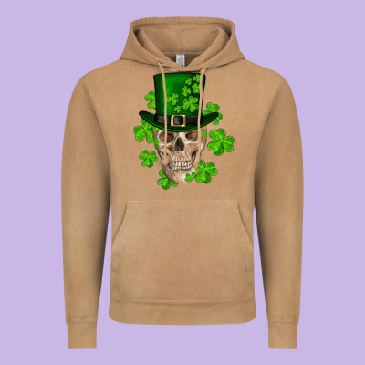 St. Patrick's Day Skull Vintage Hoodie Designed By Ranaportraitstore