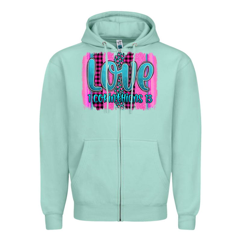 Love Corinthians 13 Valentine's Day Brushstroke Zipper Hoodie by AdoDesignShop | Teevron