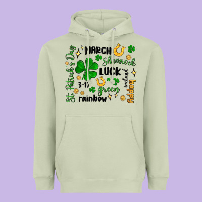 St. Patricks Day Doodle Heavyweight Hoodie Designed By Maliassmallbusiness